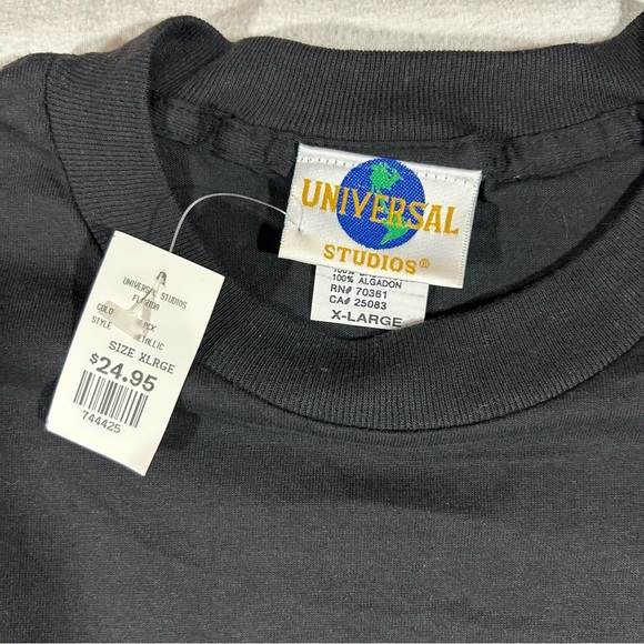 VTG 90s Universal Studios Florida T-Shirt SS Black Souvenir Embroidered New XL - Picture 3 of 7